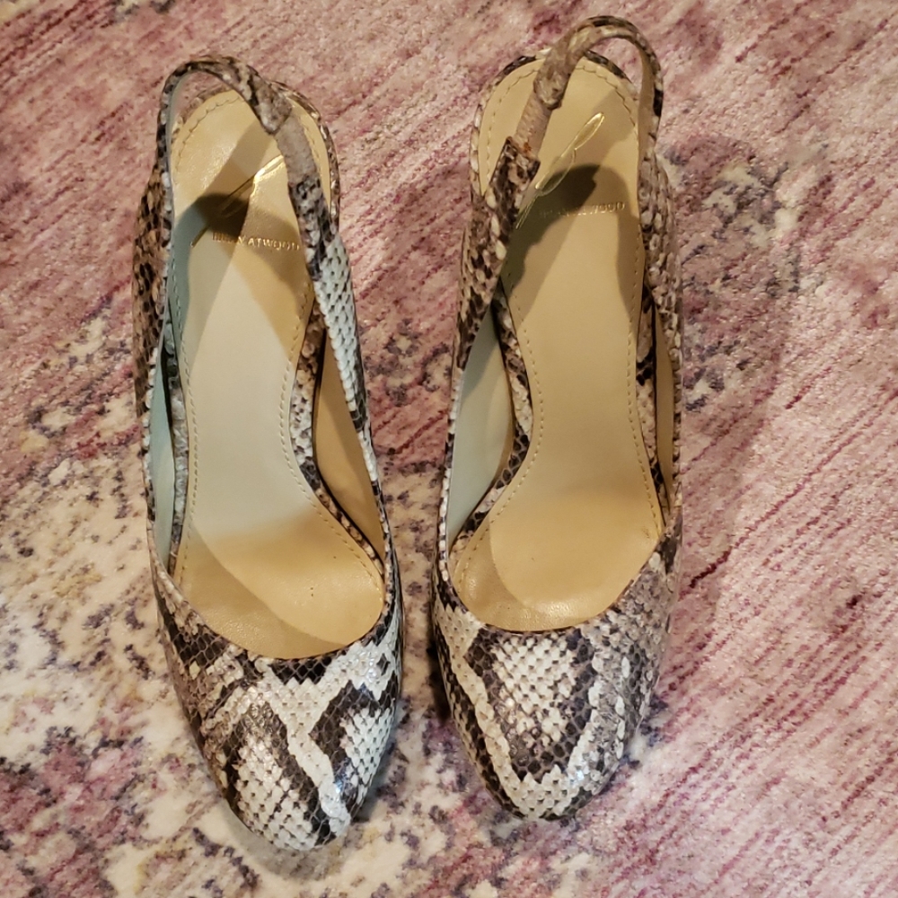 Brian Atwood snakeskin slingback pump